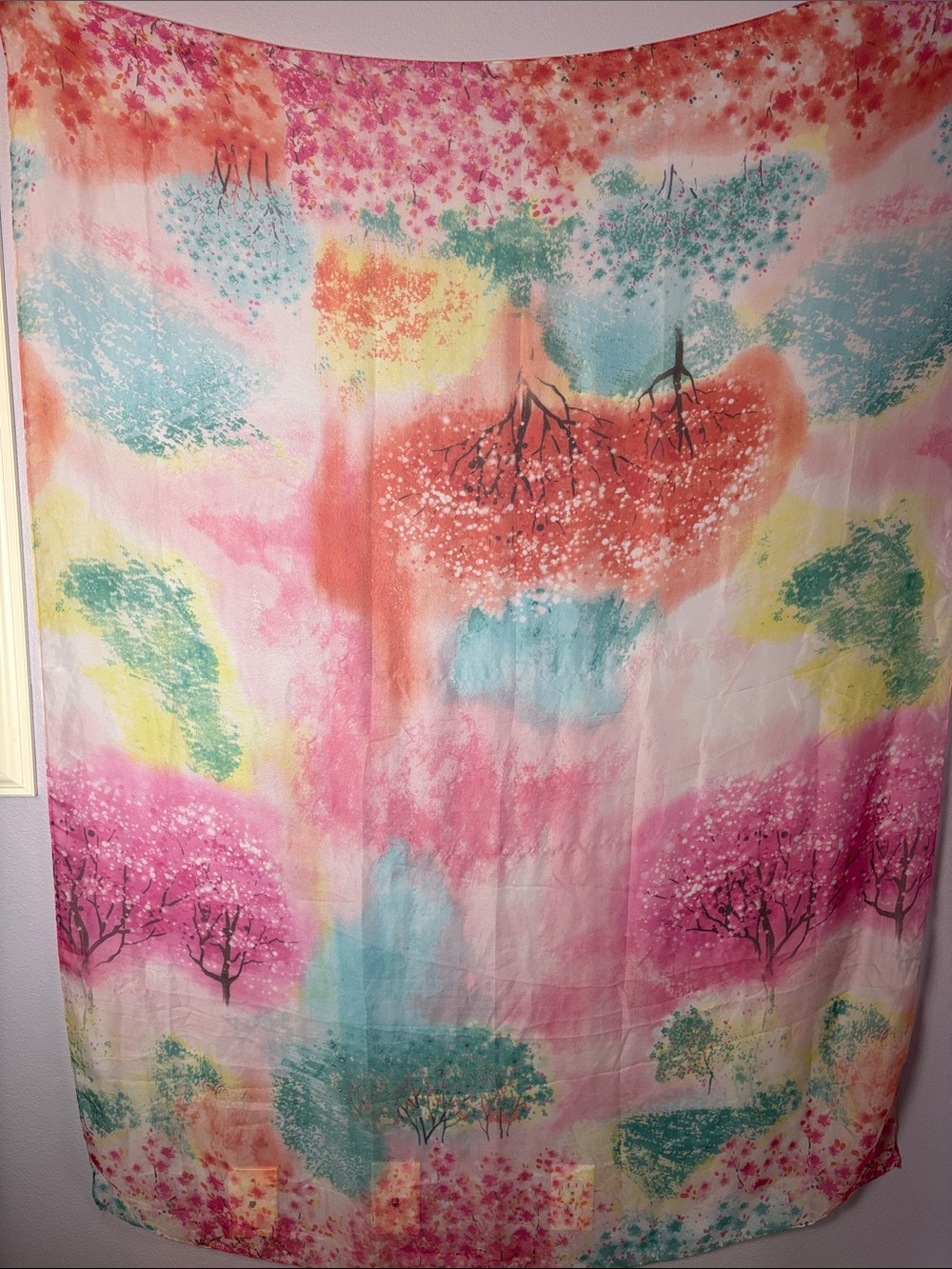 Giant Pastel Vibrant Multi-Color Floral Sheer Oversized Scarf Fairy Dreamy - Picture 6 of 6